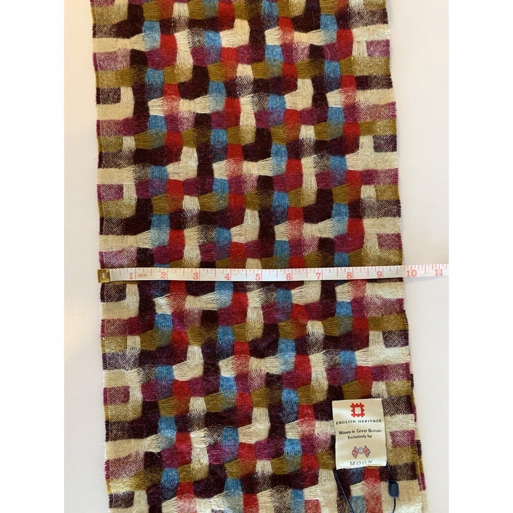 NWT English Heritage Abraham Moon Merino Wool Scarf Colourful Weave Patchwork - Picture 6 of 7